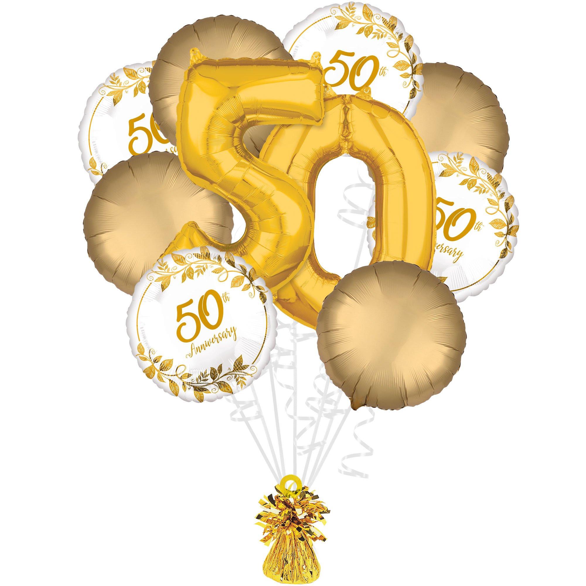 Gold 50th Anniversary Foil Balloon Bouquet